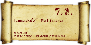 Tamaskó Melissza névjegykártya